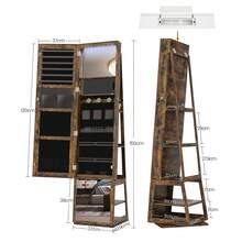 HaluPeit Jewelry Cabinets, Standing Jewelry Organizer With 360° Rotating Base, Lockable Full-Length Mirror, Large 4-Tier Storage Compartments, 4-In-1 Multifunctional - 鏽棕色 - 查看 8