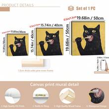 1幅迷人的黑猫墙画，无框乡村农舍黑猫梳理毛发墙画 - 独特的节日礼物，适合家居、咖啡馆、浴室装饰、海报、墙画、房间装饰、墙面装饰、装饰画。 - 彩色 - 查看 6