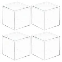 Clear Display Case, Acrylic Box Assemble Dustproof Box Showcase For Collectibles, Crafts - Clear 9.5x9.5x9.5cm 4Pack - View 1