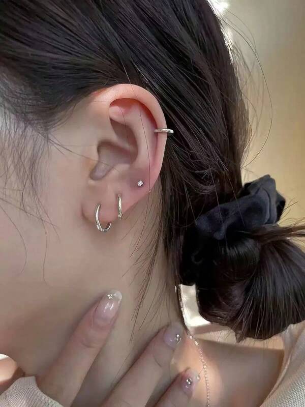 2 pièces Boucles d'oreilles fines en acier inoxydable, 0,8 mm 20g, accessoire cadeau pour la rentrée scolaire