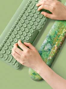 2pcs/Set Oil Painting Water Lily Design Keyboard Palm Rest & Mouse Pad Wrist Support