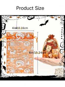 25/50/100 Pcs/Set, Party Drawstring Gift Bags, Halloween Candy And Snack Bags, 4x6 Inch Drawstring Lace Gift Bags, Small Gift Bags, Party Favors (Pumpkin, Spiderweb, Skull, Bat), Event And Party Supplies, Party Favor Boxes And Bags, Party Favors, Candy Gift Net Drawstring Gift Bags, Suitable For Trick-Or-Treating, Weddings, Birthdays, And Holidays, Halloween Decorative Accessories, Holiday Themed Materials, Wedding Decorations - Multicolor - View 12