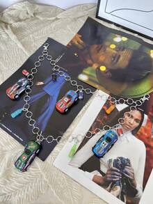 1pc Colorful Cyberpunk Racing Car Charm Dual-Layer Pants Chain, Punk Retro Y2K Streetwear Accessory (Random Color Beverage Bottle Style), Unisex - Multicolor - View 5