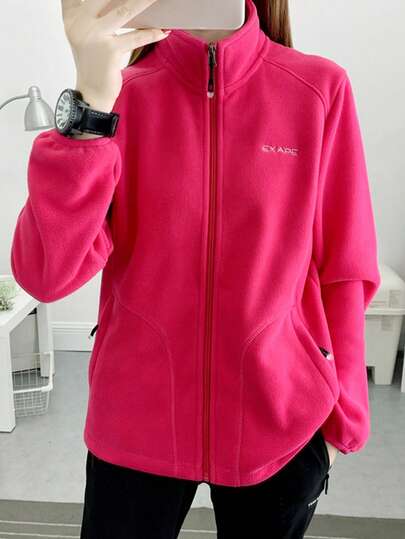 1pc Women's Outdoor Hiking Mountaineering 330g Thick Windproof Fleece Jacket,Winter,Skiing Sports Fall