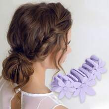 Elegant Floral Hair Claw, Flower Clips Hairdo Clips For Women 1 Pc - 紫色 - 查看 2