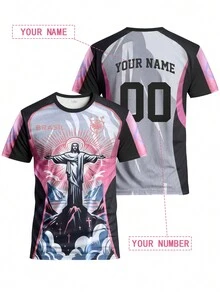 Customized Brazil Style Men's Soccer Jersey, Comfortable Round Neck Sports Sweatshirt, Suitable For Soccer Training, Casual Wear, And Gift - Pink - View 11