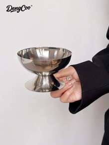 1 件不锈钢冰淇淋碗，可重复使用的沙拉杯甜点碗，金属布丁杯沙拉甜点架零食水果糖果容器，适用于 DIY 冰淇淋冻糕香蕉布丁 - 銀色 - 查看 3