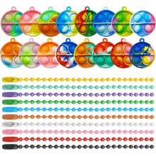 24/48pcs Random Colors And Random Styles Pop Fidget Keychain - Mini Fidget Toys Bulk Party Favors For Kids - Boys Girls Push Pops Bulk Toys - Its Small Prizes For Kids Classroom Birthday Party Favors Bubble Poppers