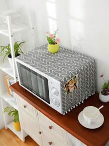 1pc Refrigerator Dust Cover, Household And Anti-Oil Storage And Sorting, Washing Machine, Microwave Oven Refrigerator Cover Cloth, Plaid Pattern, With Tassel Anti-Slip Washing Machine And Dryer Top Cover, Kitchen Supplies, Storage And Organizing Bag, Home Appliance Top Home Cover, Refrigerator Cover Hanging Bag, Christmas Home Decor Cloth