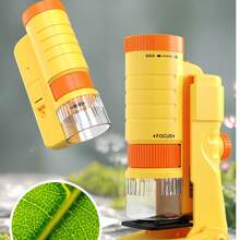 Mikroskop przenośny dla dzieci, zabawka do eksperymentów naukowych na świeżym powietrzu, odpowiedni dla uczniów szkół podstawowych i średnich, ręczny mikroskop do próbek i badań chemicznych, prezent urodzinowy/święta/Halloween/Boże Narodzenie dla chłopców i dziewcząt, wielokrotnego użytku