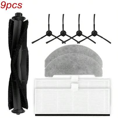 Main Side Brush Filter Mop Cloth Dust Bag Acessoires For Imou L11 Pro, Honiture Q6 Pro, Laresar L6 Pro, Airrobo T10+ Arnagar S8 Pro Spare Parts Kit - Includes 1 Main Brush 4 Side Brush 2 Hepa Filter 2 Mop Rag Accessory (9-Pack)