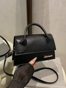 1 件女士高品质手提包，翻盖大容量方形包，适合购物、约会、所有季节，简约时尚单肩包，配有可拆卸可调节肩带，女士时尚包 - 黑色 - 查看 6