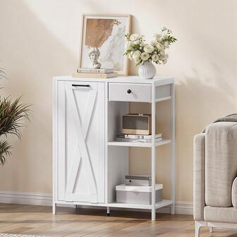 Tilt Out Laundry Hamper - 53" Tall Bathroom Storage Cabinet Laundry Cabinet  Adjustable She And Clos Basket, Laundry Hamper Shelf For Laundry Room Bathroom Anizer, BlackWhite 27.55"W X 13"D X 33.55"HWhite