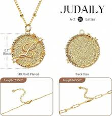 Layered Initail Women 14K Gold Plated Cubic Zirconia Layering Beaded Paperclip Chain Choker Necklace Dainty Pendant Letter A-Z Jewelry Letter - l - 查看 8