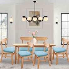 Stretch Non-Slip Soft Washable Dining Chair Covers Set Of 4, Yellow Cushion Slipcovers Kitchen And Dining Room Chairs - Jacquard Lake Blue - View 5