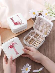 1 件花卉首字母首饰盒、A-Z PU 皮革白色便携式旅行首饰盒、蓝色首饰收纳盒、黑色迷你便携式拉链首饰盒、项链、戒指吊坠、手链、耳环收纳盒、首饰包装盒，适用于母亲的礼物、结婚礼物、伴娘礼物、周年纪念礼物、圣诞礼物和女朋友的精品礼物。 - 彩色 - 查看 6