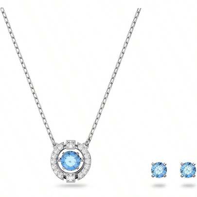 Bộ SWAROVSKI UNA - Bộ vòng cổ và hoa tai hình trái tim, Bộ vòng cổ và hoa tai, Quà tặng Ngày của Mẹ, Quà tặng Giáng sinh, Quà tặng bạn gái, Quà tặng sinh nhật, Vòng cổ thời trang dành cho nữ