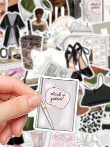 50 miếng dán Clean Girl dùng để dán túi đựng máy tính xách tay, ván trượt, đàn ghi-ta, sổ lưu niệm, đồ trang trí lớp học hoặc làm quà tặng cho bạn bè tốt. - Nhiều màu - Xem 6