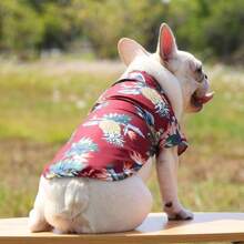 Small & Medium Dog Summer Thin Pineapple Hawaiian Printed Pet Shirt Short Sleeve