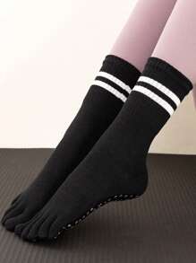 Chaussettes mi-mollet pour les orteils en automne/hiver, chaussettes de yoga. Anti-dérapantes pour le Pilates, le yoga, les sports et la fitness. Confortables, douces, avec des points en silicone antidérapants. Chaussettes de compression pour l'intérieur et l'extérieur.