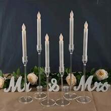 6/3 chân nến Acrylic, chân nến hình nón dùng trang trí đám cưới, trang trí trung tâm bàn ăn, đám cưới, phòng ăn, tiệc tùng, trang trí Giáng sinh (Không bao gồm nến) - Trong sáng - Xem 2