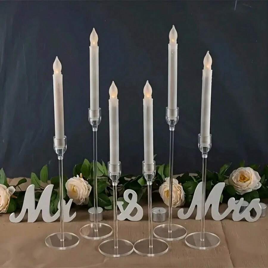 6/3 chân nến Acrylic, chân nến hình nón dùng trang trí đám cưới, trang trí trung tâm bàn ăn, đám cưới, phòng ăn, tiệc tùng, trang trí Giáng sinh (Không bao gồm nến)