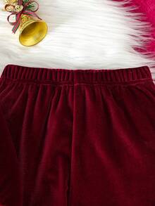 Set da 2 pezzi per ragazze con giacca con cappuccio con chiusura lampo e fogli a forma di cuore vellutati + pantaloni a zampa di microfibra, set di moda per feste, casual, primavera/estate