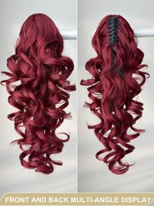 HEYPINK Tóc giả đuôi ngựa hình móng vuốt màu đỏ rượu vang, dài 20 inch, làm từ sợi tổng hợp chịu nhiệt, thích hợp cho nữ giới dịp Halloween, Giáng sinh và sử dụng hàng ngày. - Màu Đỏ Sâu - Xem 5
