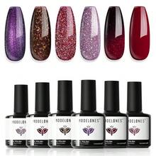 Cat Eye Gel Nail Polish Set, 6 Colors 9D Glassy Cat Eye Glitter Gel Polish Black Red Purple Blue Silver Brown Nail Polish All Seasons With Magnet Soak Off Led DIY Salon Gift-842643 - A-2深紅暮光 - 查看 1