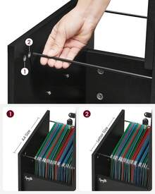 VASAGLE Armario Archivador de 2 Cajones, Archivador de Oficina con Cerradura, Soporte para Impresora, Negro - Negro - Ver 5