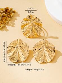 Women's Jewelry Set, Ring + Lotus Leaf Earrings - Lotus Leaf Ring + Earring Set - View 8