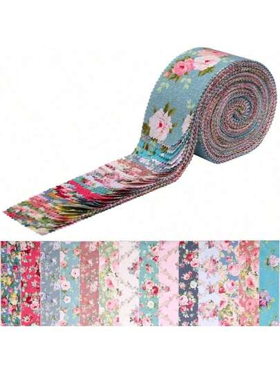 42 piezas de tela cuadrada precortada - Tiras de tela con estampado floral vintage de 6.5*50cm - Adecuado para patchwork, scrapbooking, manualidades DIY, decoración del hogar - Sin desperdicio, material duradero, suministros de costura de alta calidad