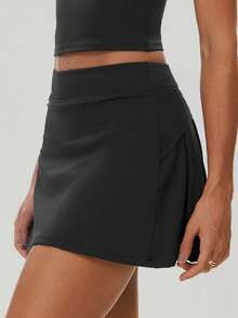 MASKERT Tennis Skirt "Women's Sports Half Skirt Tennis Golf Skirt Outdoor Sports Half Skirt Anti Glare Sportswear Comfortable And Skin Friendly - 黑色 - 查看 5