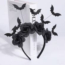 1件万圣节趣味氛围3D头箍，玫瑰花3D蝙蝠造型派对头箍，发饰，节日配饰，发带，发箍，女士发箍，秋季服装，万圣节服装，节日必备美妆家居卧室装饰 - 彩色 - 查看 4