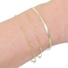 Kit Of 3 Elegant Women's Bracelets With Openwork Heart Shape, Plated In 925 Silver Or 18K Gold - Vàng - Xem 3