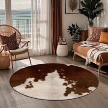 1 tấm thảm tròn in họa tiết giả da - Siêu mềm mại và thoải mái, phù hợp cho phòng ngủ, phòng khách, phòng học, văn phòng, tiền sảnh, có thể dùng làm thảm chùi chân, thảm polyester thấm hút hiện đại, có thể giặt máy, phù hợp cho phòng khách - Trang trí nhà cửa quanh năm, thảm tròn phòng ngủ, thảm cạnh giường, thảm trang trí, thảm tròn, trang trí nhà cửa | Trang trí phòng ngủ | Trang trí mùa thu/đông - Nhiều màu - Xem 4