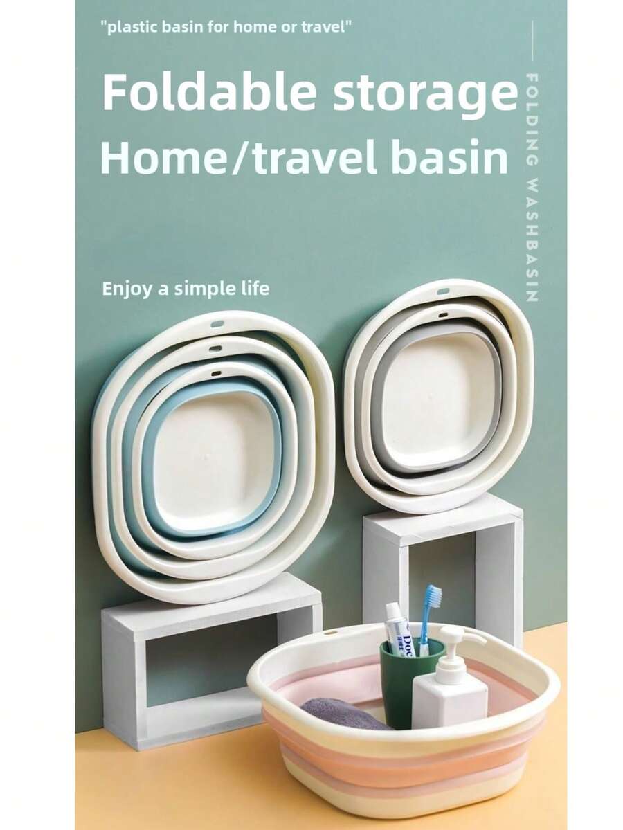 Conjunto de 3 bacias portáteis dobráveis, conveniente para lavar o rosto, roupas, etc. Compacto e economiza espaço para viagens