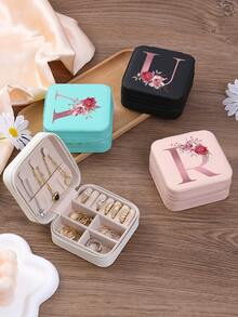 1 件花卉首字母首饰盒、A-Z PU 皮革白色便携式旅行首饰盒、蓝色首饰收纳盒、黑色迷你便携式拉链首饰盒、项链、戒指吊坠、手链、耳环收纳盒、首饰包装盒，适用于母亲的礼物、结婚礼物、伴娘礼物、周年纪念礼物、圣诞礼物和女朋友的精品礼物。 - 彩色 - 查看 4