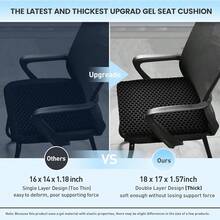 19.7" Gel Seat Cushion, Super Large & Thick Office Chair Cushion For Long Sitting - Back Hip Tailbone Pain Relief Cushion, Egg Seat Cushion Desk Chair Pads For Cars Wheelchair - Fits Up To 350 Lbs-222684 - 黑色較大 - 查看 3