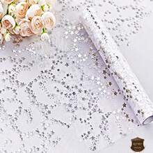 3pcs Silver Star Tablecloth 16ft (Approx. 500cm), Silver Dining Table Decor Center Piece, Suitable For Wedding, Birthday Party, Banquet, Daily Use, DIY, Christmas, Festivals - Multicolor - View 1