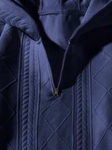 男士休闲纯色连帽衫，秋季 - 藏蓝色 - 查看 8