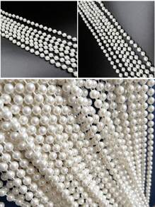2m/78in, 10m/393in Faux Pearl Beaded Garland Chain, DIY Wedding Decor Curtain, Round Pearls Do Not Break When Cut