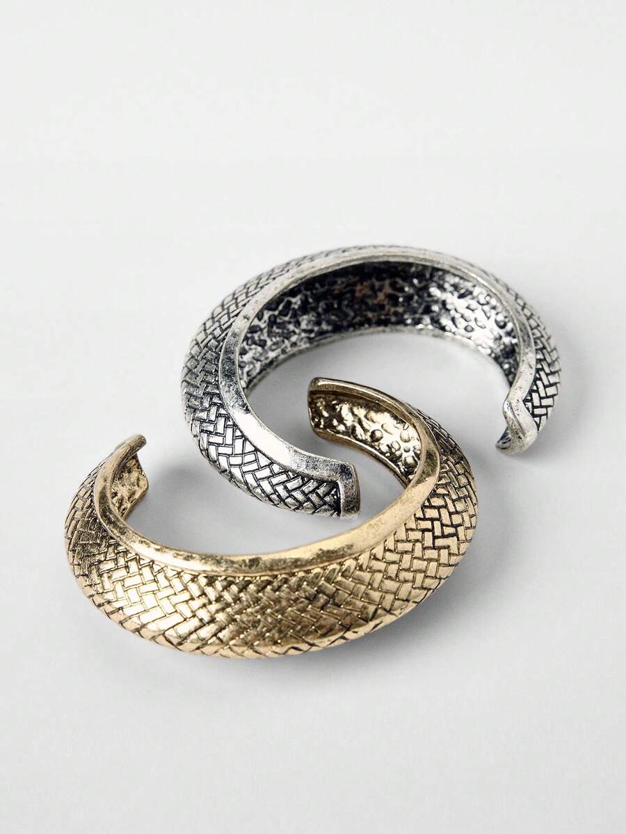 1 Vòng tay dạng vòng tay cơ bản tối giản, thiết kế hình vòm, vòng tay kim loại cứng - Nhiều màu - Xem 1