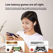 Lenovo 联想 TC3301 真无线蓝牙耳机，半入耳式，适用于音乐、运动、游戏和电子竞技，蓝牙 5.3，兼容 Apple、华为和 OPPO（黑色和白色） - 黑色 - 查看 5