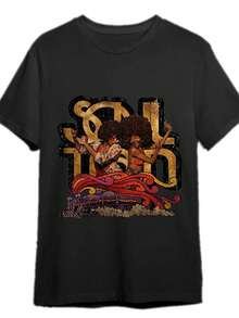 Soul Train Vintage Graphic Tee - Men's Cotton Short Sleeve T-Shirt, Casual Fit With Retro Print, Perfect Gift For All Seasons, Black, Sizes S-XXXL - 黑色 - 查看 2