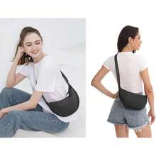 Nylon Crescent Crossbody Bag For Women Men Fanny Pack Small Travel Sling Bag - 黑色 - 查看 6