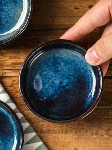 2/4 件陶瓷盘，反应釉蓝色日式陶瓷酱汁盘 - 非常适合酱油、醋、火锅蘸料等 - 调味碗，精致，耐热，适合沙拉、寿司、水果、蘸料、开胃菜，适用于厨房、餐厅、寿司餐厅 - 彩色 - 查看 7