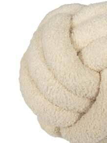 1 件纯色多功能人造毛皮，手工编织三股球装饰枕头，沙发茶几装饰，卧室床头装饰枕头，米色