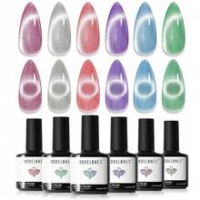 Cat Eye Gel Nail Polish Set, 6 Colors 9D Glassy Cat Eye Glitter Gel Polish Black Red Purple Blue Silver Brown Nail Polish All Seasons With Magnet Soak Off Led DIY Salon Gift-842643 - AA2GalaxyCatEye - 查看 2