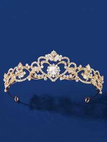 1 pieza Elegante corona nupcial de aleación de zinc con cristales, diadema de princesa con forma de corazón para boda y fiesta